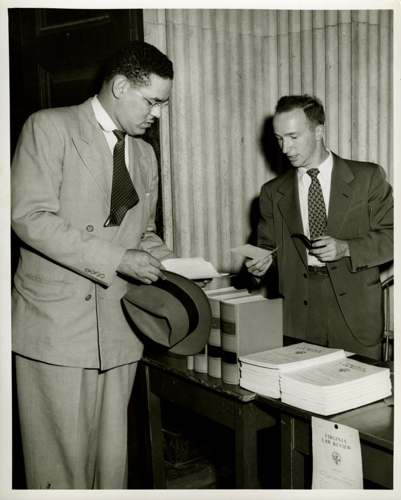 Gregory Swanson enrolls at UVA Law and integrates UVA as the first Black student to attend the University, September 1950, Albert & Shirley Small Small Special Collections Library.