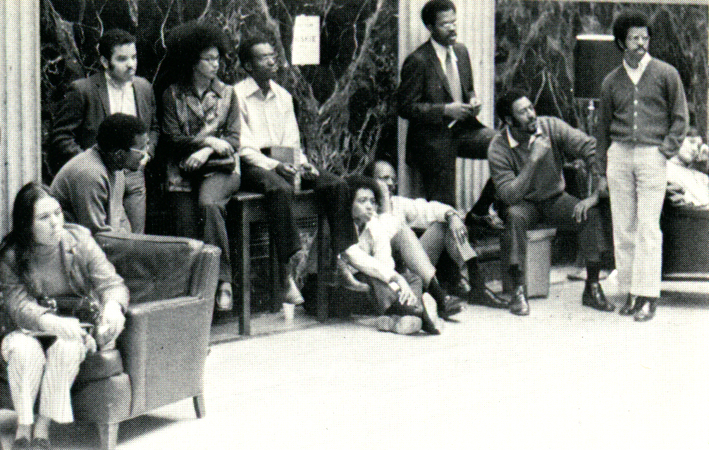 BALSA members listen to the executive board read a list of demands to reporters, March 1972