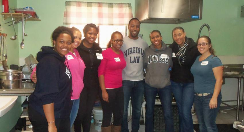 BLSA member volunteers with Salvation Army soup kitchen, 2013.