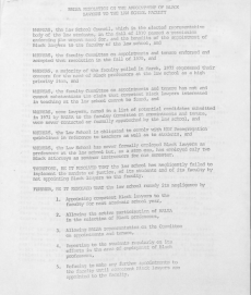 BALSA Resolution on Black Faculty, 1972